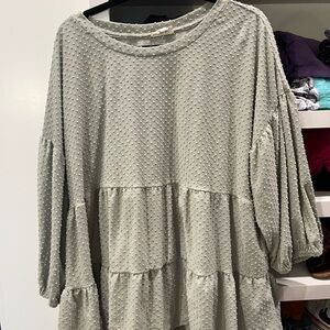 Blu Pepper Green Oversized 3/4 Sleeve Blouse